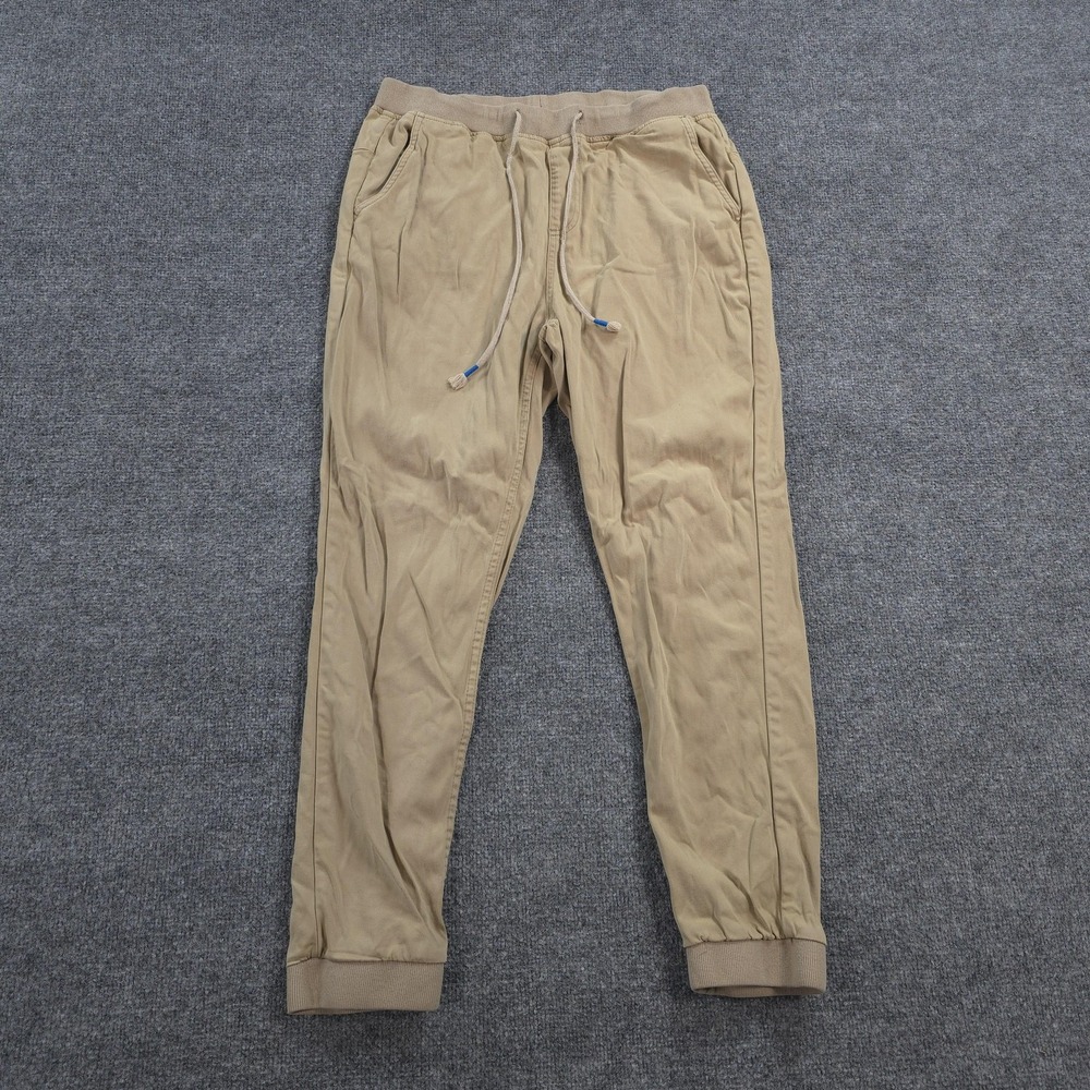 Mugsy Pants Mens Large Beige Vances Jogger Stretch Elastic Waist Casual Lounge